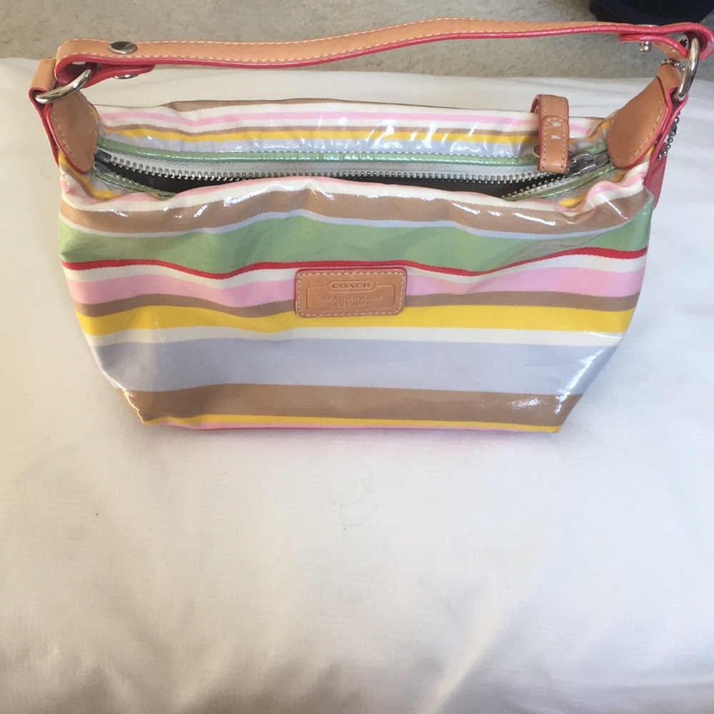 Coach miniature striped vinyl colorful purse